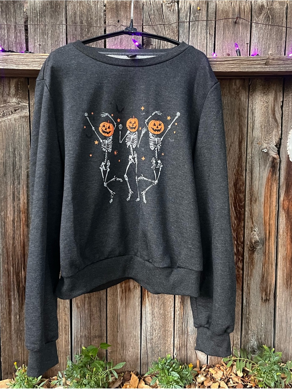 Dancing Pumpkin Skeletons Halloween Sweatshirt - Picture 4 of 4